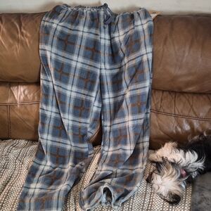Men's Blue Plaid Fleece Joggers